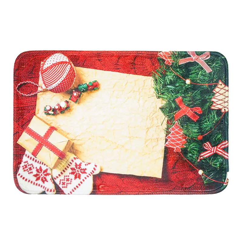 Christmas Entrance Welcome Outdoor Carpet Non-slip Stair Flooring Mat Soft Flannel Home Bathroom Decoration Christmas Carpet