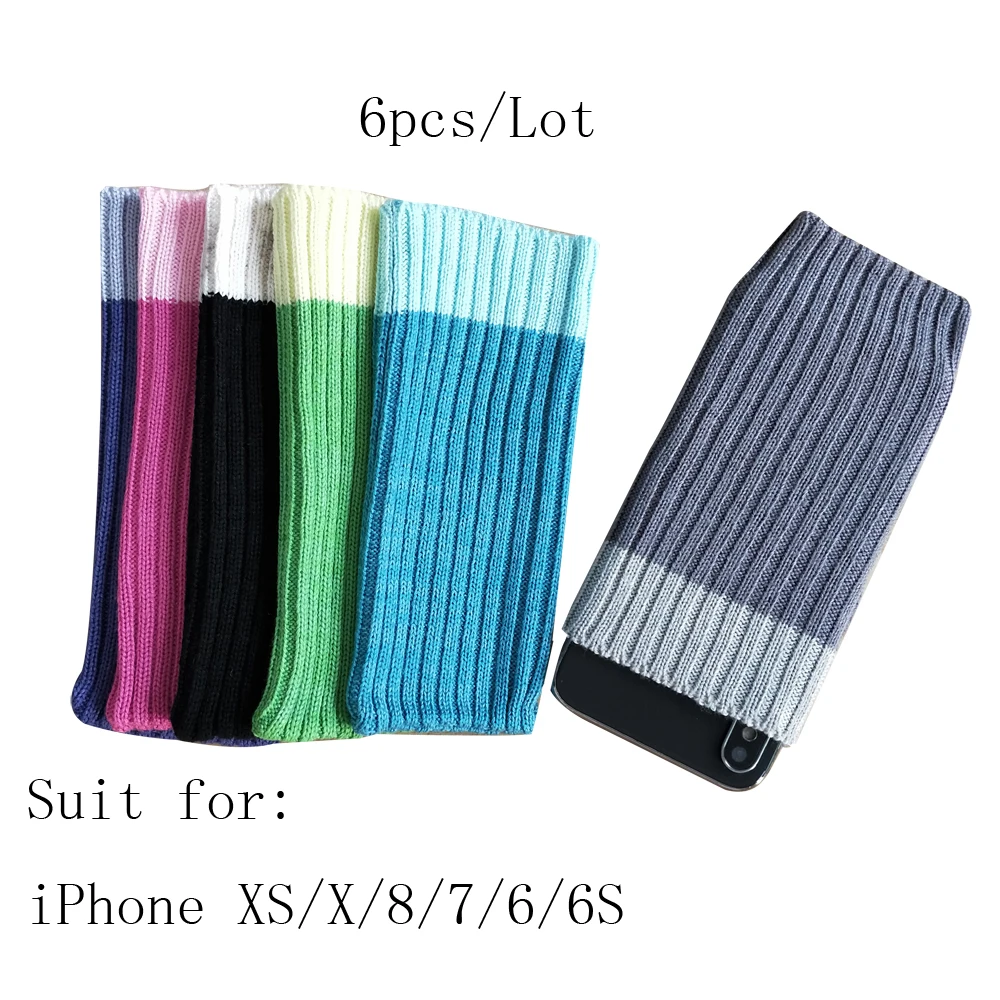 

6pcs Colorful Wool Knit Sock Case for iPhone XS/X8/7/6/6S