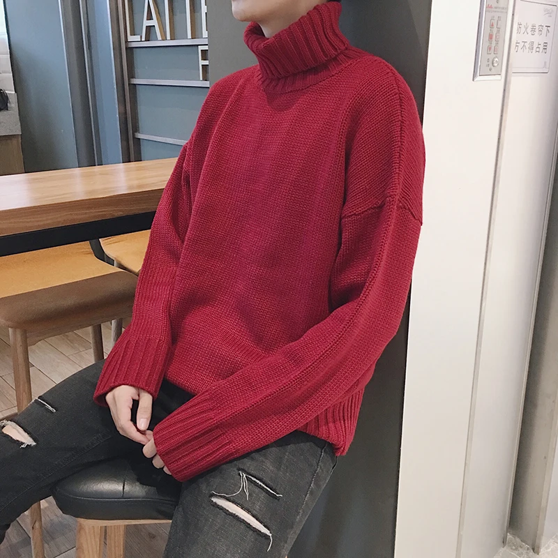 Turtleneck sweater men's trend couple original wind loose sweater jacket men's autumn winter uniform 2019 new