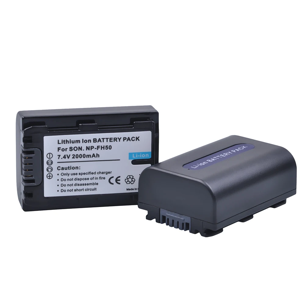 Аккумуляторы для камеры Sony A230 A330 A290 A390 NP-FH50 HX100 DSC-HX1 TG3 TG5 TG7 HDR-TG1E DVD406E 2 шт. 2000 мАч |