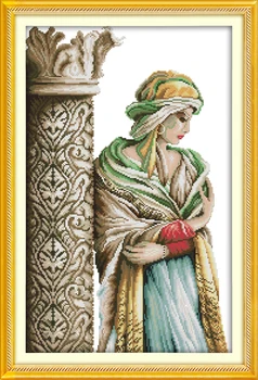 

Arab girl cotton people home decor canvas Cross Stitch kits 14ct white 11ct print embroidery DIY handmade needlework wall