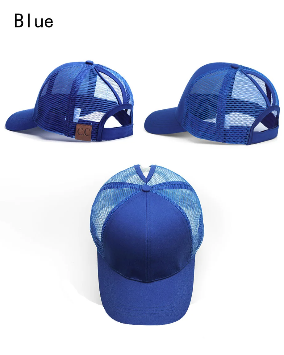 Glitter Ponytail Baseball Cap Women Messy Bun Adjustable Snapback Hats Girls Adjustable Summer Mesh CC Caps Drop Shipping   (22)