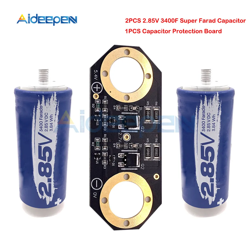 

2PCS/Set 2.85V 3400F Super Farad Capacitor 145*60mm High Current Ultracapacitor for Car Auto Automotive with Protection Board