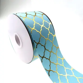 

BOCA solid quatrefoil hologram foil printed grosgrain ribbon,Hair Bow Knots Making,100yards