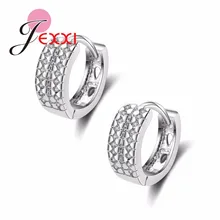 Moda Jóias 925 Sterling Silver Ear Piercing Decoração Duplo Forrado Rhinestone Cuff Brinco Bonito Pequenos Aros Redondos(China)