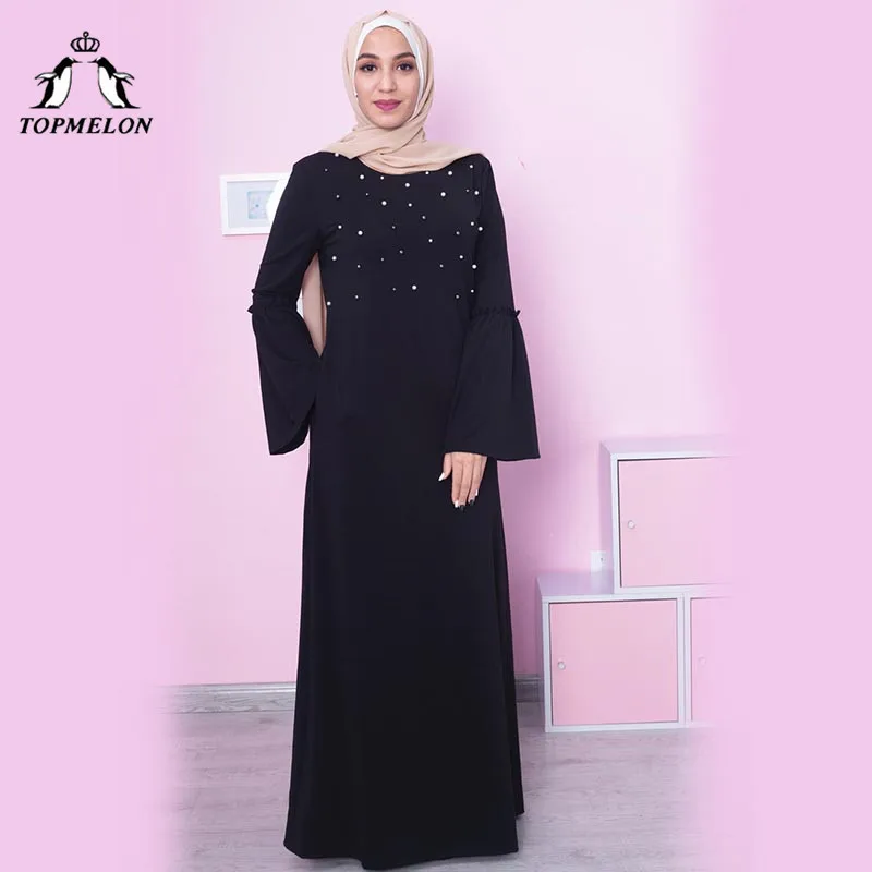 TOPMELON Beads Abaya Jilbab Muslim Dress Turkish Islamic 