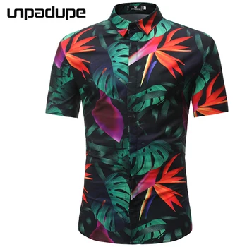 

New Arrival Mens Hawaiian Shirt 2018 Male Casual Camisa Masculina Printed 13 Colors Beach Shirts Short Sleeve Brand Clothing 3XL