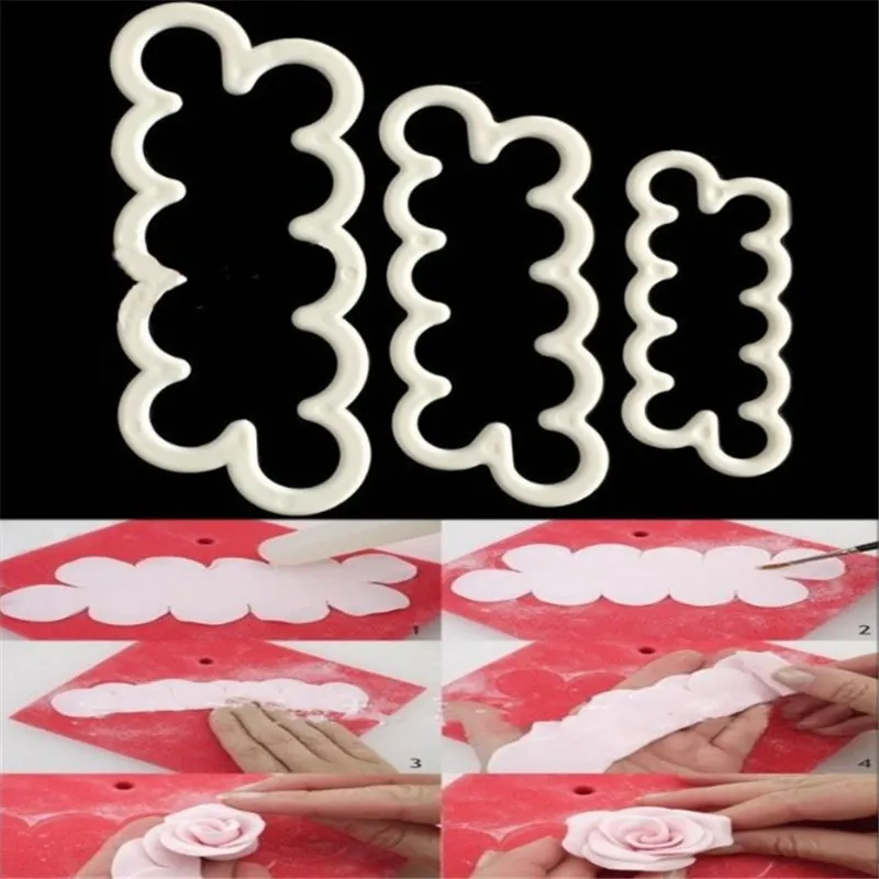 

TTLIFE 3pcs 3D Lace Flower Cookie Cutter Sugarcraft Fondant Cake Baking Moulds Pastry Chocolate Decorating Tool DIY Biscuit Mold
