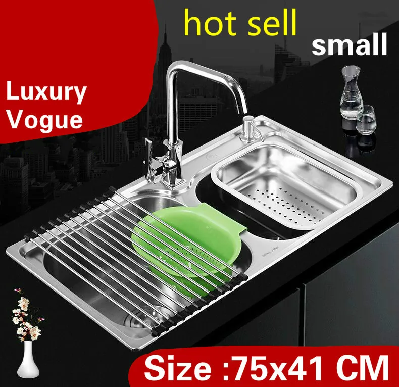 Appartamento Di Trasporto Cucina Di Lusso Doppia Scanalatura Lavello Di Moda Di Lavaggio Verdure In Acciaio Inox 304 Di Vendita Calda Piccolo 75x41 Cm Lavelli Da Cucina Aliexpress