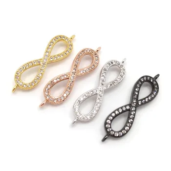 

Free shipping 12pcs high quality four colors 8 shape bracelet charms white CZ crystal fit fashion jewelry DIY