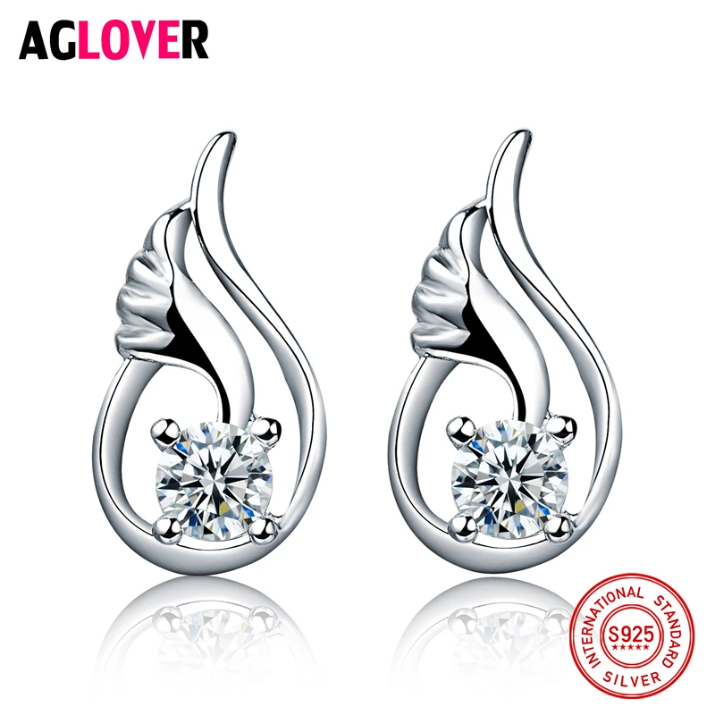 

Angel Stud Earring Fashion 925 Sterling Silver Crystal Earrings for Women Girls Nickel Free Wholesale Jewelry