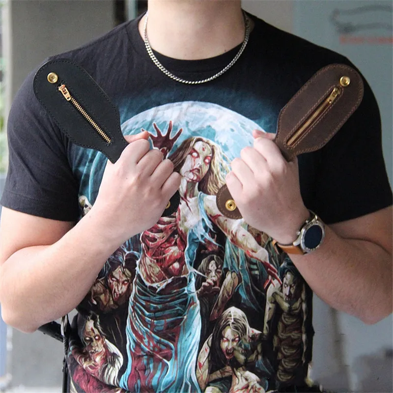 Coin Purse Plush Coin Purse Coin Wallet Change Bag LEACOOL Genuine Leather Racket Sap Big Capacity Coin Purse Defense Multi function Jacksap EDC Coin Bag
