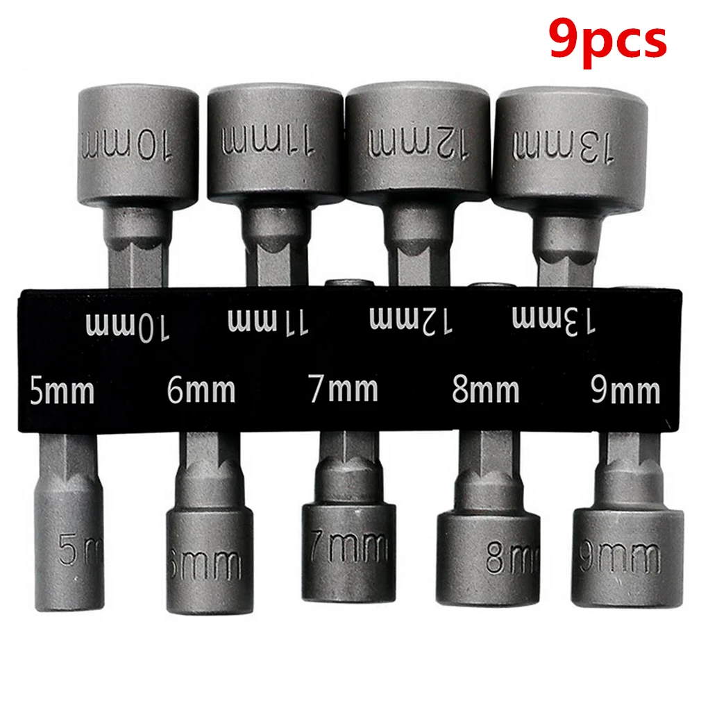 

9Pcs Tools Set 5-13MM Hexagonal Handle Nut Sleeve Socket Nut Driver Set Hex Shank Socket Strong Socket Post For Home Use