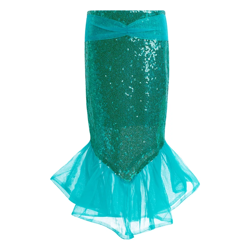 Детский праздничный костюм русалки из 2 предметов с блестками для девочек топ+ юбка купальное платье для детей, летняя одежда