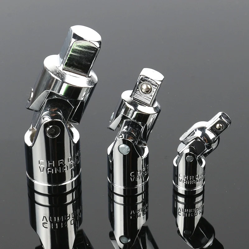 

3pcs/sets Universal Joint Set 1/4" 3/8"1/2" Ratchet Angle Telescopic Rod Connecting Rod Adapter Socket Connection Chrome Vanadi