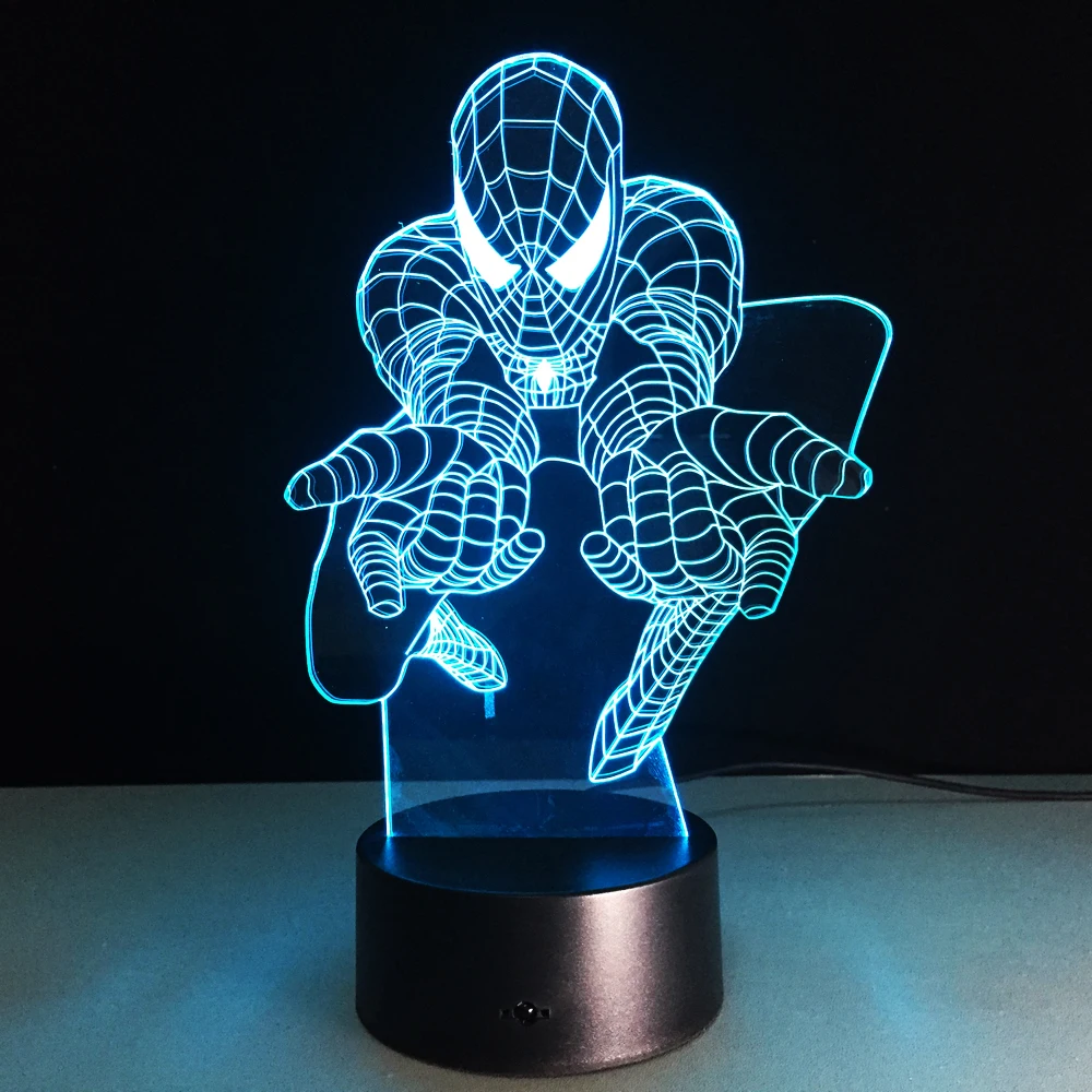Новая 3D детская Ночная лампа Marvel мстители супергерой Железный человек паук Капитан Америка Халк Человек светодиодный ночник для детская игрушка подарок