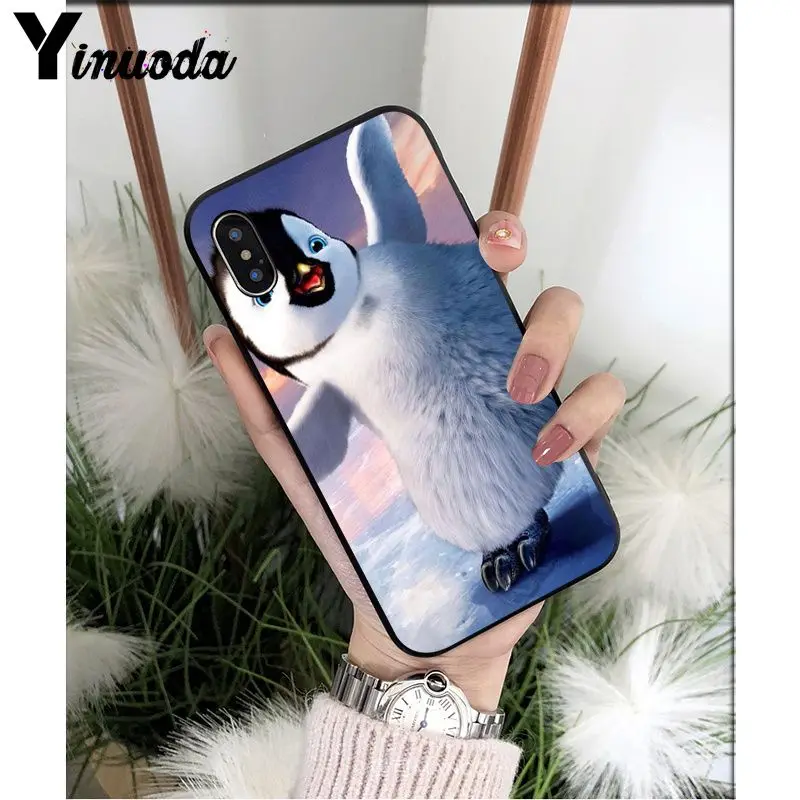 Yinuoda милый мультяшный Пингвин мягкий силиконовый черный чехол для iPhone X XS MAX 6 6s 7 7plus 8 8Plus 5 5S SE XR - Цвет: A8