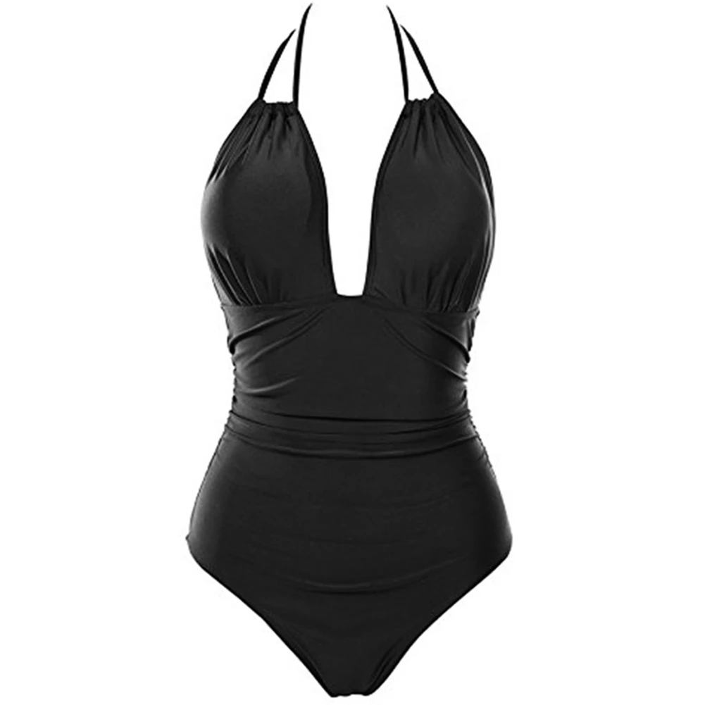 

Summer Women's One Piece Swimsuits Backless V Neck Swimwear Ruffle Bathing Suits