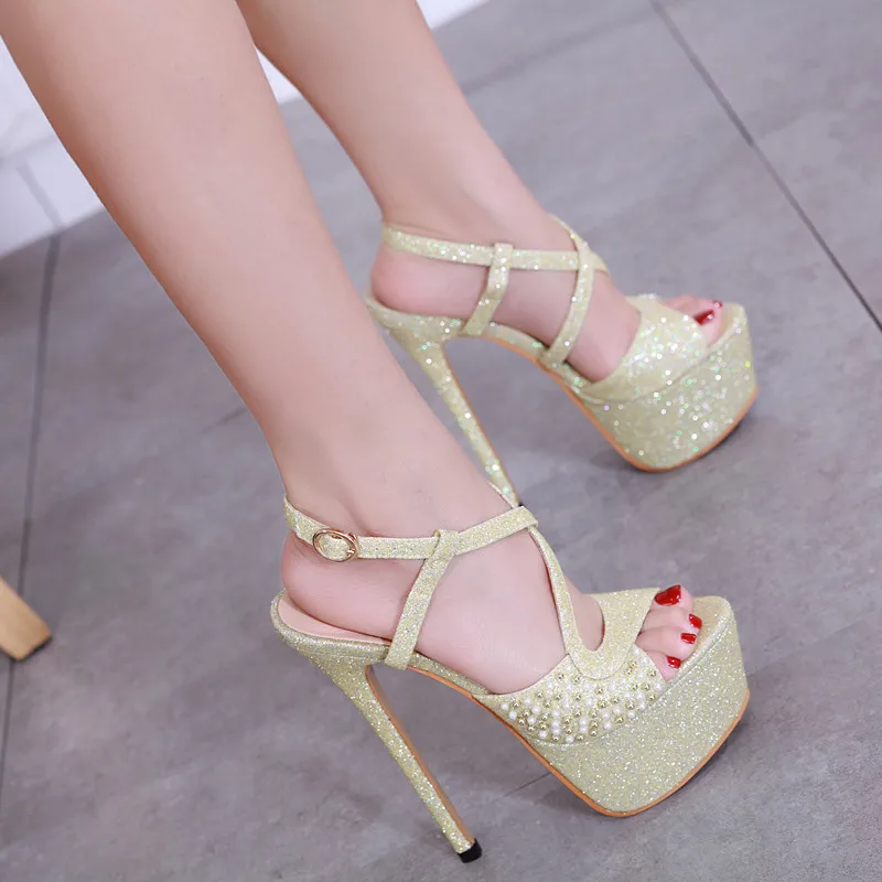 Gold Platform Sandals Women 2019 New Sexy Women Sandals Heels 17.5 CM ...