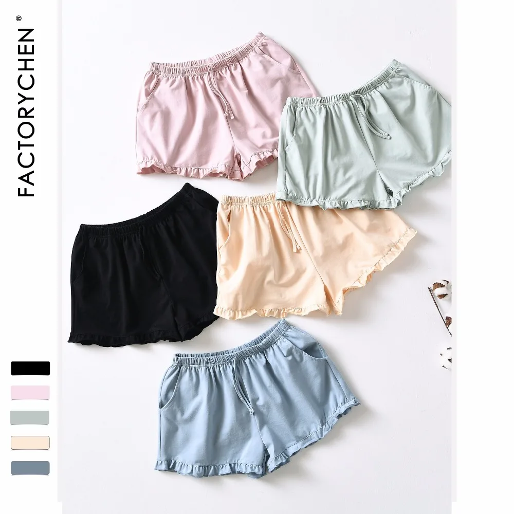 Summer Pure Color Simple Women Sleep Bottoms Simple Natural Cotton Ladies Pajamas Home Pants 5 Colors Lace Shorts Sexy Lingerie