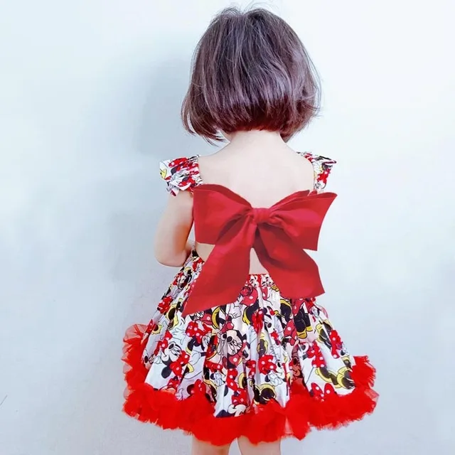 Платье с героями мультфильмов «Дисней Минни»; Хлопковое платье для девочек; платье принцессы; бальное платье; одежда для маленьких детей; подарок