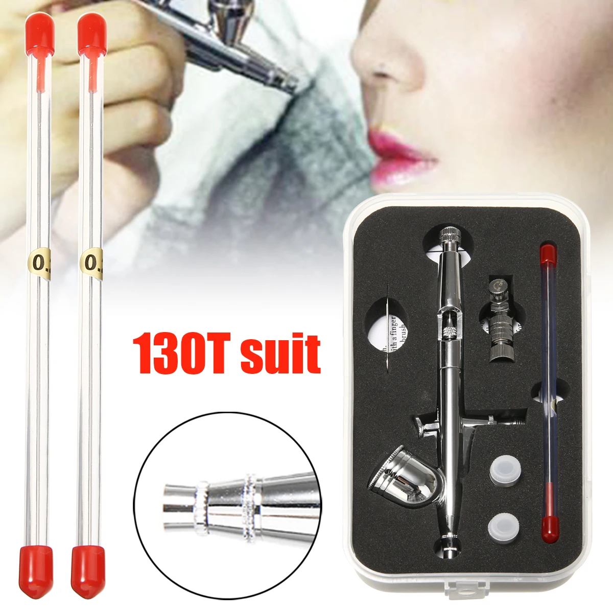 0.2/0.5mm Airbrush Tool 130T Dual Action Airbrush Gravity Feed Airbrush DIY Spray Tool For Tattoo Art Paint Tool Set Spray Gun