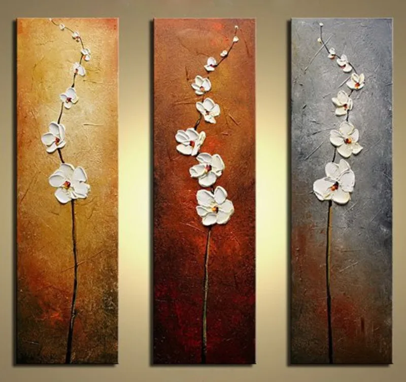 Abstract Floral Olgemalde Handgemalte Blumenbilder Acryl Moderne Wohnkultur Wand Kunst 3 Panel Leinwand Bilder Fur Verkauf Canvas Picture 3 Panelflower Paintings Acrylic Aliexpress