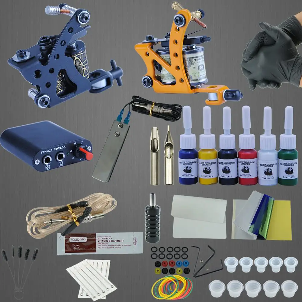 Professional Rotary Pen Tattoo Kit 6 Color Immortal Tattoo Inks Set