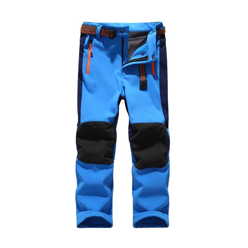 Детский лыжный светильник, лыжные штаны для походов, кемпинга, мальчиков и девочек, водонепроницаемые, дышащие, мягкие, плотные, треккинговые брюки, сохраняющие тепло - Цвет: blue
