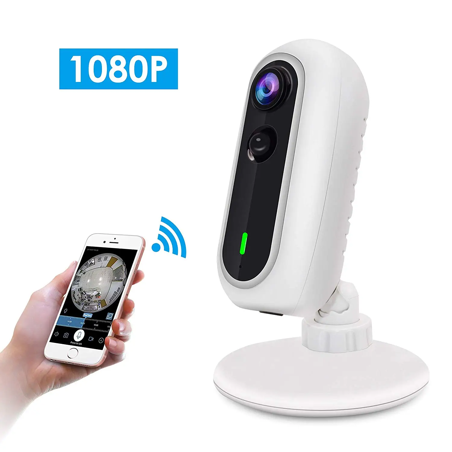 Безопасности Camere 1080 P HD и поддержкой Wi-Fi IP Камера домашняя беспроводная камера видеонаблюдения объектив «рыбий глаз», Ночное видение, 2-полосная аудио