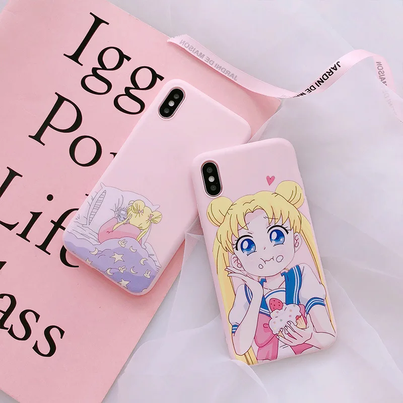 Pink Japanese Anime Kawaii Sailor Moon Phone Case For iPhone 6 6 Puls 6S 7 8 Puls X Cases TPU Soft Back Cover Coque Pink Japanese Anime Kawaii Sailor Moon Phone Case For iPhone 6 6 Puls 6S 7 8 Puls X Cases TPU Soft Back Cover Coque
