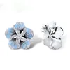 Vecalon Flower earring Pave AAAAA Cz stone Real 925 Sterling silver Statement Party wedding Stud Earrings for women Jewelry ► Photo 3/6