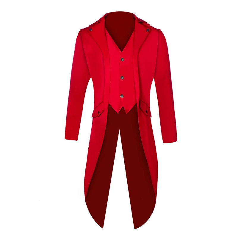 Litthing Мужской Длинный блейзер модная утеплённая ветровка пальто весенний клубный панк ретро смокинг Свадебный Блейзер костюм куртка плюс размер S-4XL - Color: Red