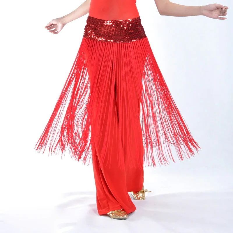 Взрослый бахрома блесток Восточный танец живота костюмы пояс для продажи женский танец хип шарф шарфы аксессуары для танца живота одежда - Цвет: red