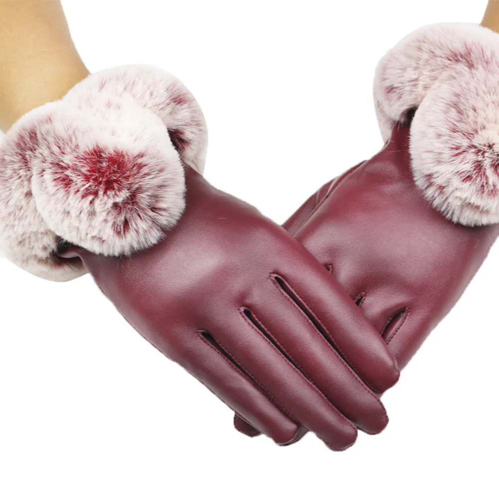 Fashion Warm Winter Women/'s Rabbit Fur Wrist Fingerless Gloves Mittens SS