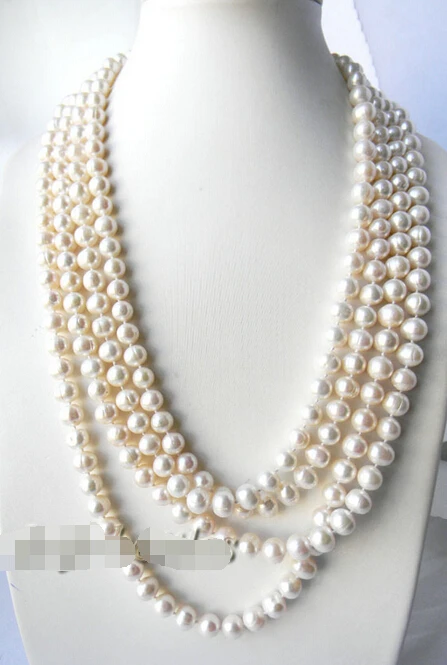 

fast 100'' 10mm Round White Freshwater Pearl Necklace