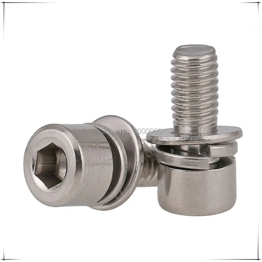 M8 Stainless Steel 304 Socket Head Cap Sem Screw With Spring Flat