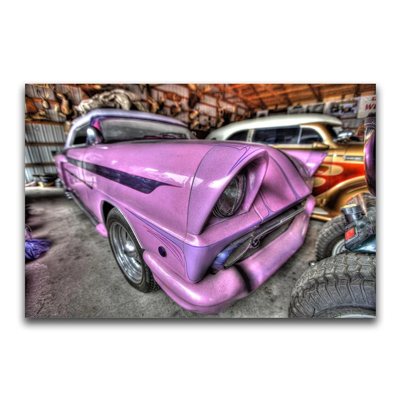 Full Round Diamond painting scenery DIY 3D Diamond mosaic Purple car Full Square Diamond embroidery Cross stitch ancient