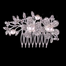 Элегантные свадебные гребни для невесты свадебный головной убор аксессуары и украшения для волос кристалл Стразы Жемчуг Для женщин заколки