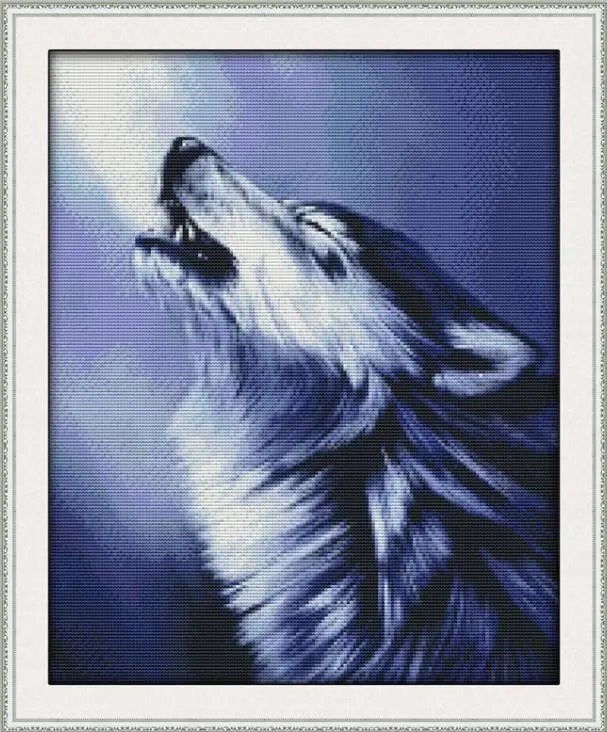 Серия Joy Sunday The Wolf, напечатанная на ткани DMC 14CT 11CT Наборы для вышивания крестиком, наборы для вышивания, домашний декор - Цвет: D347