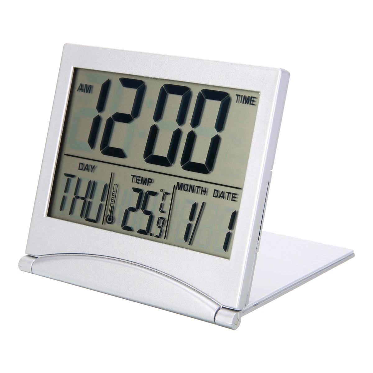 

1pcs Desk Alarm Clock Folding LCD Digital Weather Station Desk Temperature Travel Alarm Clock Flexible Cover Musical Morning