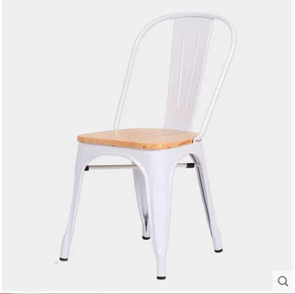 Free Shipping White Side Chair with Oak Wood Seat