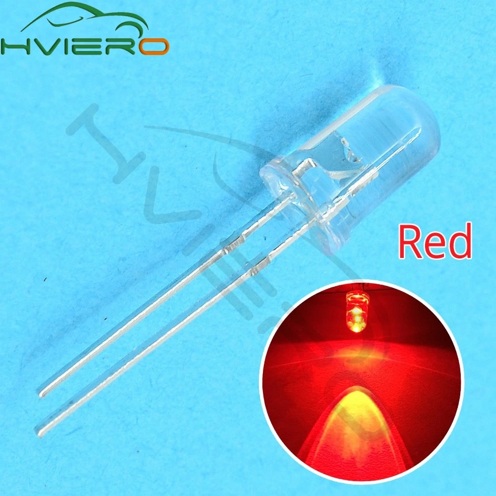 

100Pcs F5 5mm Round Led Super Bright Water Clear Light Electronic component Emitting Diode 3000Mcd LED Lamp Diy Diodes