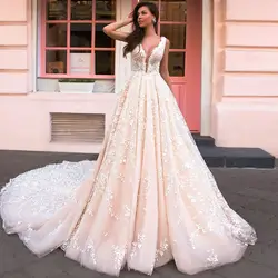 Винтажное кружевное свадебное платье Vestido de Novia Кружевные Прозрачные Свадебные платья Robe mariee 2019 Gelinlik Casamento свадебное платье цвета шампань