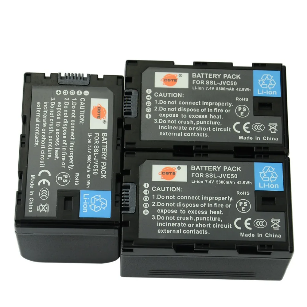 DSTE 3PCS SSL-JVC50 Rechargeable Battery for JVC HM600/650 GY LS300 Camera