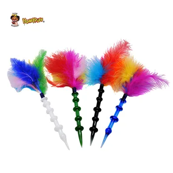 

HONEYPUFF Rainbow Feathers Dabbler 5.6Inch Wax Dab Tool Colorful Thick Pyrex Dabber Tool Quartz Banger Nails Dab Rigs Water Pipe