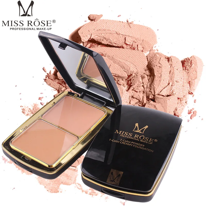 2019 Miss Rose 2 In 1 Matte Powder Foundation Mineral Pressed Smooth Concealer Control Oil Palette Cosmetics |