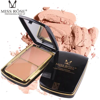 

2019 Miss Rose 2 In 1 Matte Powder Foundation Mineral Pressed Powder Smooth Concealer Control Oil Powder Palette Cosmetics