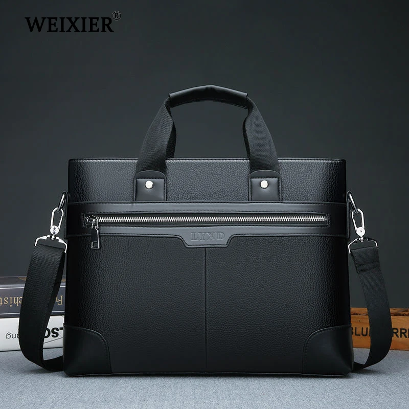 Сумка WEIXIER мужская из искусственной кожи модный чемоданчик на плечо в деловом