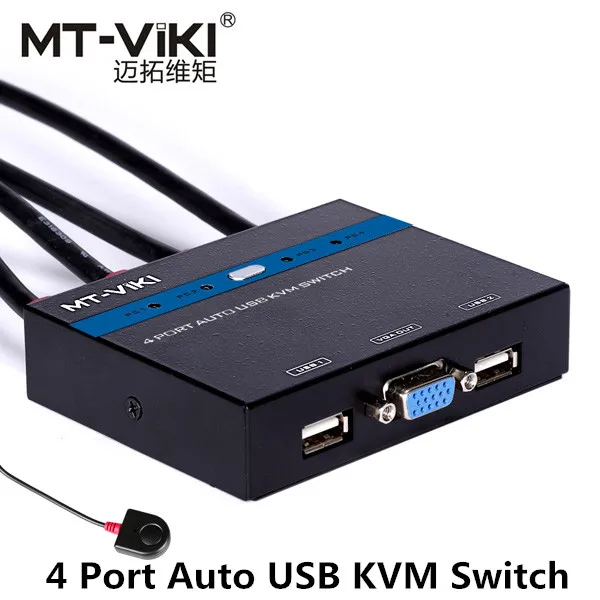 MT Viki 4 Port Auto Smart USB VGA KVM Switch with Remote